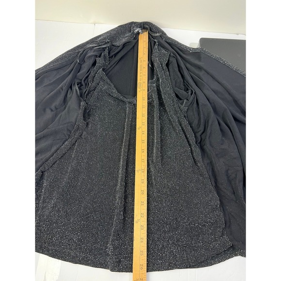 Onyx Nite Sparkly Open Front Cardigan Built-In Tank Metallic Black Party Top L - Picture 5 of 13